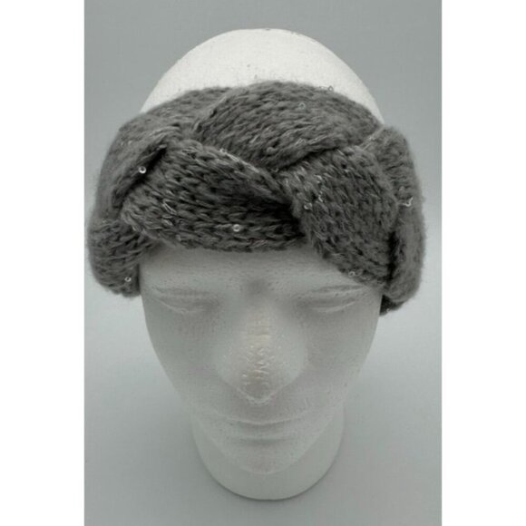 Muk Luks Sequin Twist Headband Chunky Knit Headwear Gray Heather Womens OSFM NWT - Picture 1 of 5